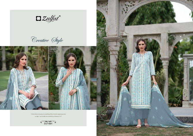 Nazrana Vol 3 By Zulfat Designer Printed Pure Cotton Dress Material Wholesale Online
